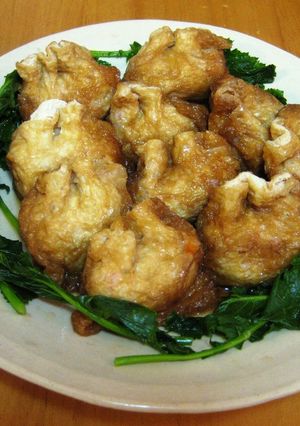 シャキシャキ食感鶏団子の油揚げ包み-レシピのメイン写真