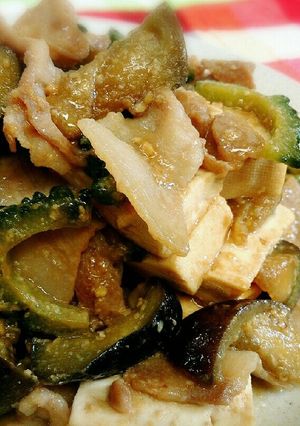 豆腐ゴーヤーと茄子の肉みそ炒め-レシピのメイン写真