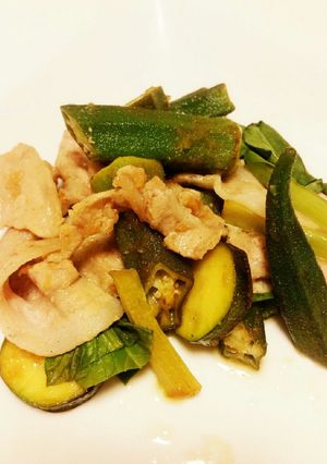 時短!夏野菜と豚肉のおろぽん炒め-レシピのメイン写真