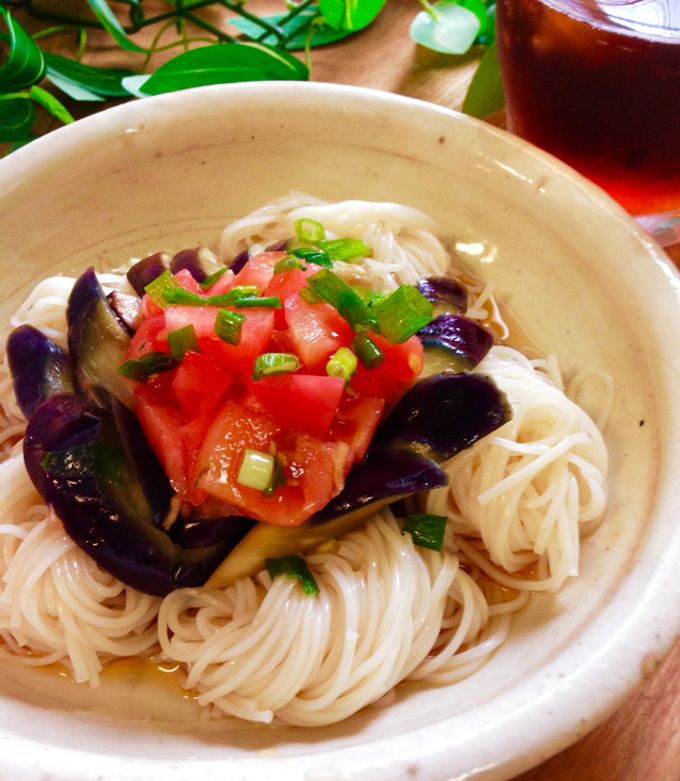 サッパリ簡単！茄子とトマトの素麺♡-レシピのメイン写真