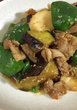 豚バラと夏野菜のごま醤油炒め-レシピのメイン写真