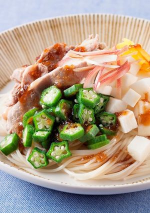 オクラのねばねば冷しゃぶサラダそうめん-レシピのメイン写真