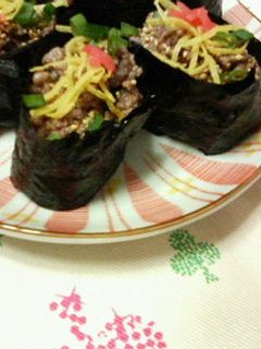 焼肉のタレで☆おもてなしに一口おにぎり♪-レシピのメイン写真