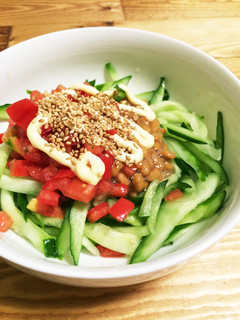 きゅうりパスタ納豆トマト和え-レシピのメイン写真