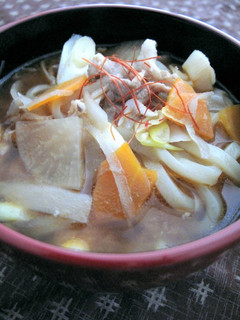 豚汁風辛みそうどん-レシピのメイン写真