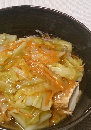 キャベツたっぷり厚揚げの野菜甘酢あんかけ-レシピのメイン写真