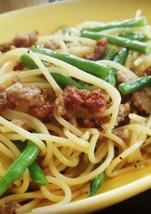 ひき肉といんげんのペペロンチーノ-レシピのメイン写真