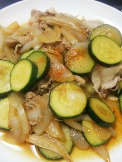 ズッキーニと豚肉のしょうゆ炒め☆-レシピのメイン写真