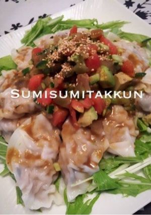さっぱり水餃子♪アボカドトマト掛け☆-レシピのメイン写真