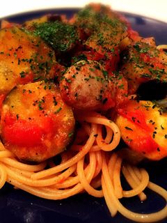 茄子とソーセージのトマトソースパスタ-レシピのメイン写真