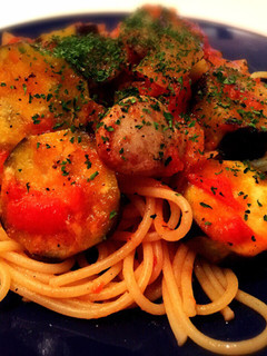 茄子とソーセージのトマトソースパスタ-レシピのメイン写真