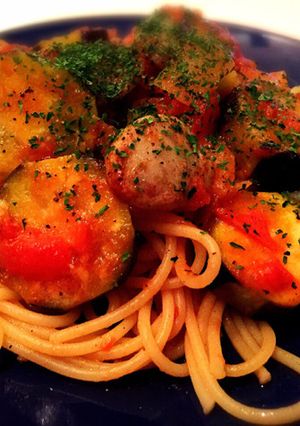 茄子とソーセージのトマトソースパスタ-レシピのメイン写真