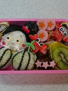 夏・カニとスイカキャラ弁当-レシピのメイン写真