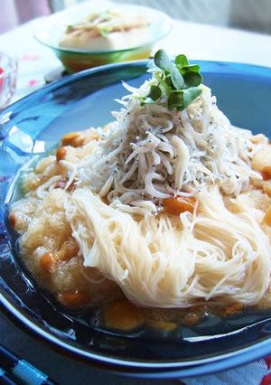消化に喝っ☆釜揚げシラスのみぞれ素麺！-レシピのメイン写真