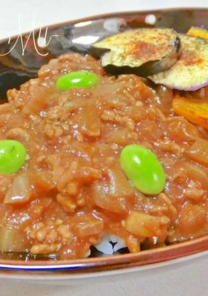 夏野菜のせ♫ キーマカレー-レシピのメイン写真