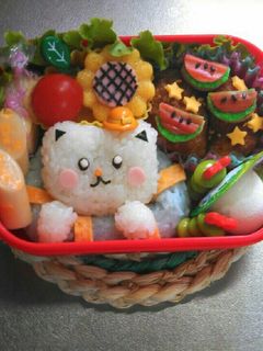 浮き輪ネコとスイカ弁当-レシピのメイン写真