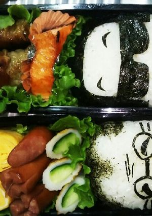 旦那&子供のキャラ弁！ﾀﾓﾘ&鶴瓶ｗｗ-レシピのメイン写真