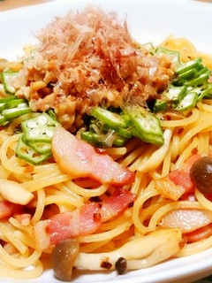 ◆栄養たっぷり!オクラと納豆のスパゲティ-レシピのメイン写真