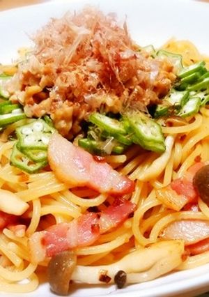 ◆栄養たっぷり！オクラと納豆のスパゲティ-レシピのメイン写真
