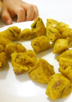 HMレンジ1分かぼちゃ小豆蒸しパン離乳食-レシピのメイン写真