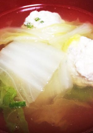 白菜と鶏団子の優しいス–プ-レシピのメイン写真