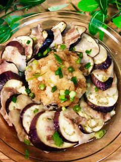茄子と豚肉の重ね蒸し♡レンジでヘルシー!-レシピのメイン写真