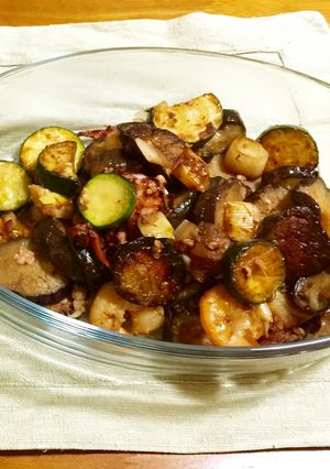 ナスとズッキーニの玄米塩麹炒め-レシピのメイン写真