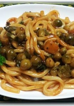 ミートソース芽キャベツうどん-レシピのメイン写真