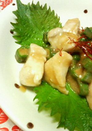 鶏ささみとオクラの☆簡単酢味噌和え♪♪-レシピのメイン写真