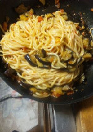 ナスとトマトのそうめんパスタ風-レシピのメイン写真