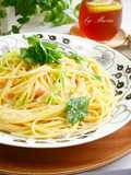 明太子と三つ葉のバターじょうゆスパゲティ