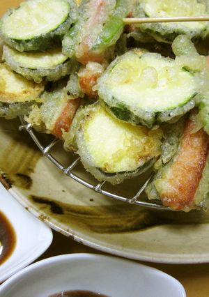 ぎょにそ・ズッキんげんの串天-レシピのメイン写真
