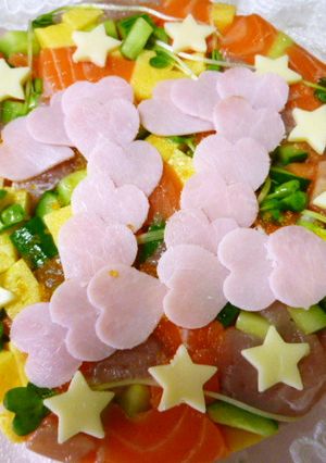 記念日にアニバーサリー海鮮デコケーキ寿司-レシピのメイン写真