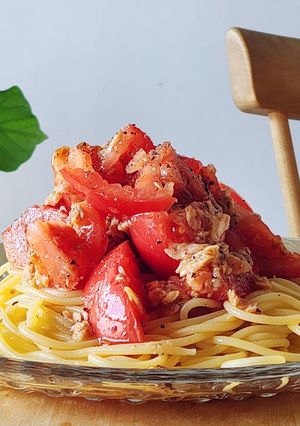 冷製トマトパスタ☆米不足☆主食☆炭水化物-レシピのメイン写真