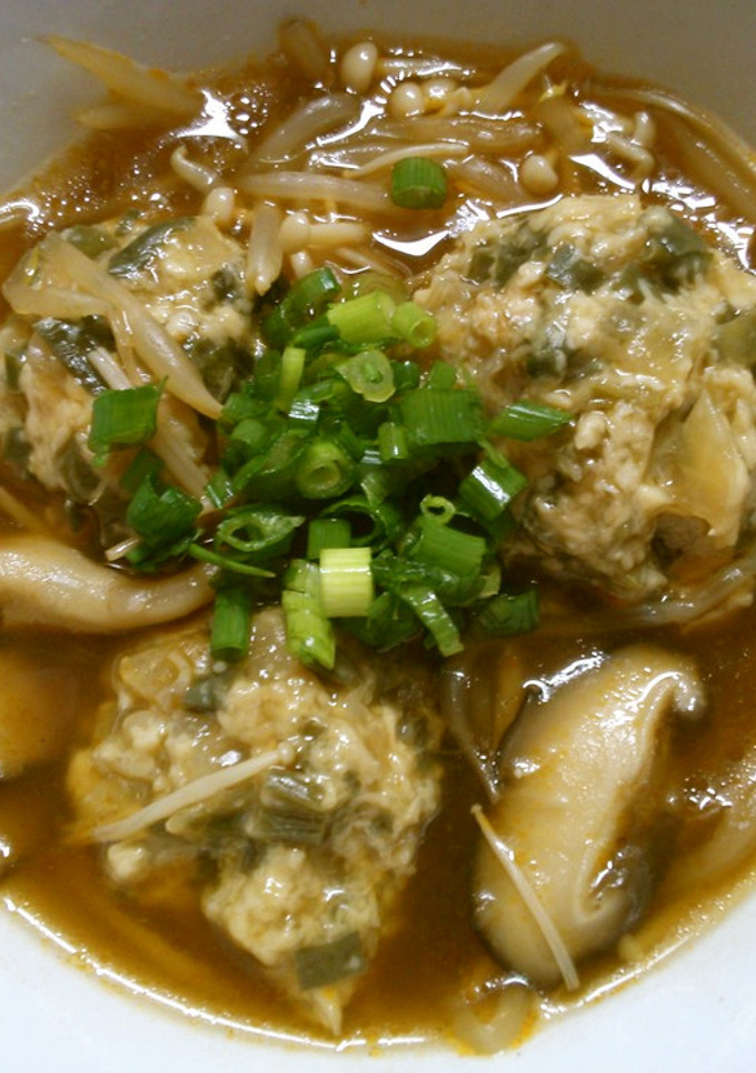 簡単 もやし きのこ 鶏ニラ団子の中華煮-レシピのメイン写真