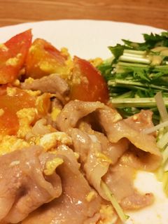 簡単おかず♡豚肉トマトの卵炒め-レシピのメイン写真