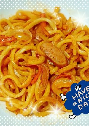 うどんナポリタン(๑´ڡ`๑)♬-レシピのメイン写真