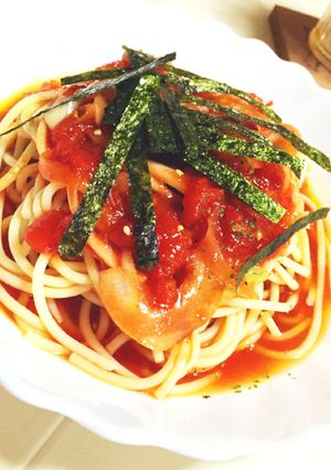 夏にオススメ！トマト＆オニオン冷製パスタ-レシピのメイン写真