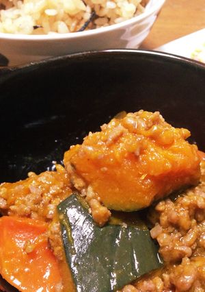 時短!簡単やわらかかぼちゃのそぼろ煮-レシピのメイン写真