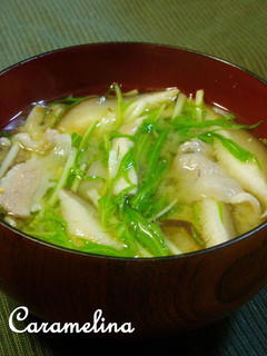 椎茸・水菜・豚肉の味噌汁-レシピのメイン写真