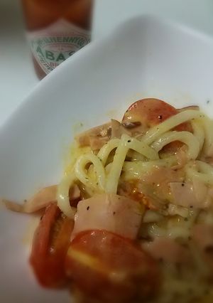 ☆トマトカルボナーラ風うどん☆-レシピのメイン写真