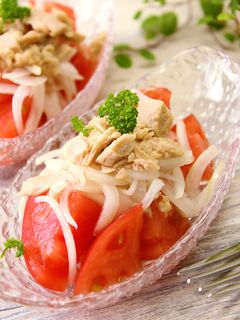 酢玉ねぎとツナでトマトサラダ♡-レシピのメイン写真