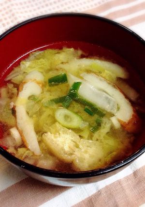 ちくわでだし味アップ！白菜の味噌汁-レシピのメイン写真