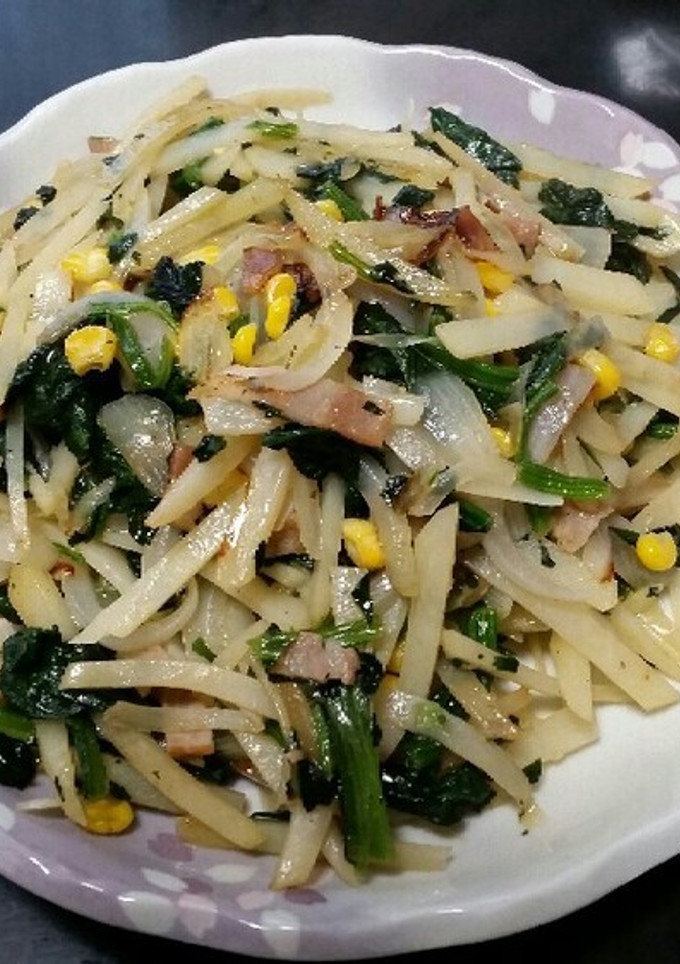 簡単！じゃがいもとほうれん草のバター炒め-レシピのメイン写真