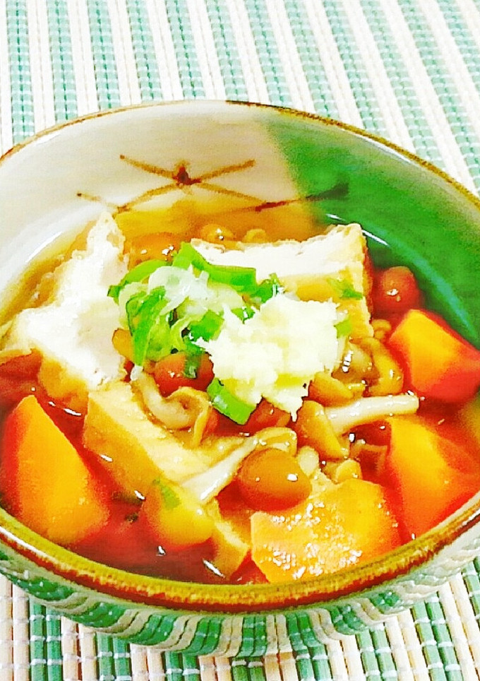 厚揚げとなめこ・人参の煮物♪-レシピのメイン写真