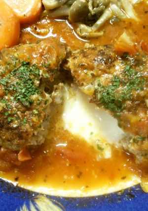 簡単チーズ入りハンバーグ トマトソース！-レシピのメイン写真