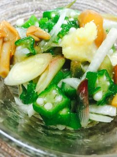 薬味が効いてる!ネバネバ野菜の麺つゆ和え-レシピのメイン写真
