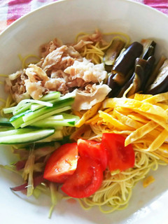 栄養価UP☆豚バラ&茄子の冷やし中華-レシピのメイン写真