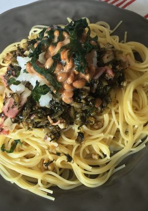 高菜納豆おろしそパスタ(・Ｕ・*)-レシピのメイン写真