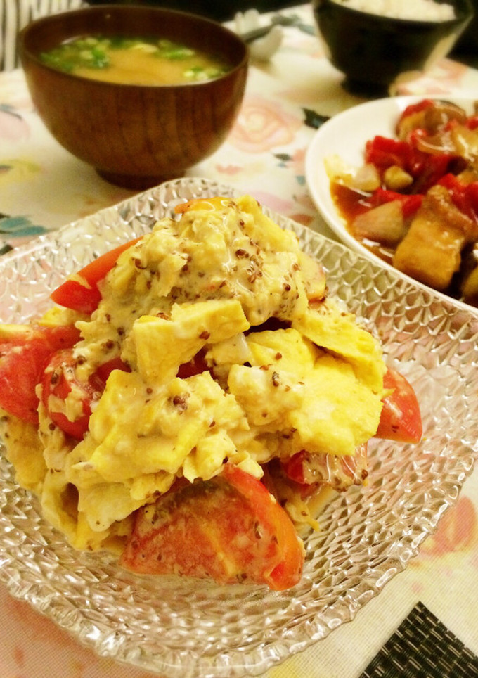 炒り卵とトマトの粒マスタードマヨ♡-レシピのメイン写真